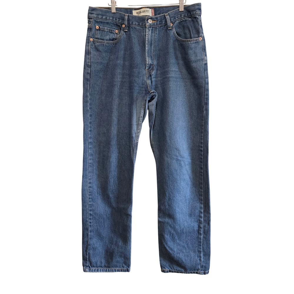 Levis 505 5-Pocket Regular Fit Jeans Medium Wash Blue Straight Leg Denim W36 L32
